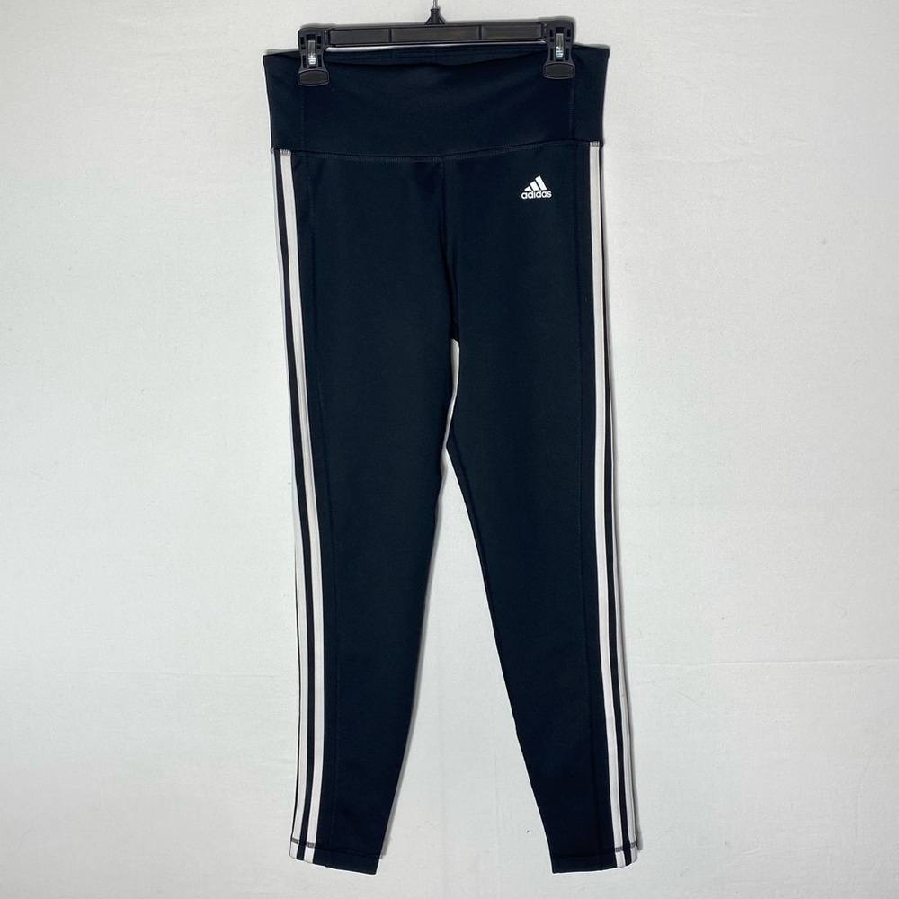 Adidas Climalite Black Leggings W White Stripes Activewear Athletic Workout M
